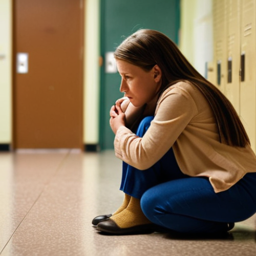 Home 18 School Social Worker's Compassion**
Prompt: A caring school social worker kneels beside a sad, withdrawn child in a dimly lit school hallway. The scene conveys empathy and trust. The worker has a comforting hand on the child's shoulder. Soft, diffused lighting. Focus on the emotional connection. Background: blurred lockers and classroom doors. Colors: muted tones, with a touch of warmth in the lighting. Style: realistic, emotionally resonant.
**