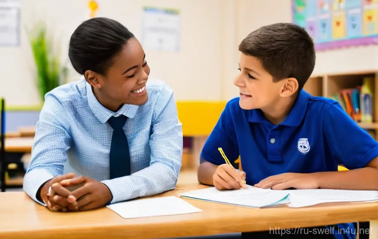 학교사회복지사와 교육복지사의 역할 비교 - **Prompt for School Social Worker Theme:**
    "A compassionate school social worker, a woman in her...