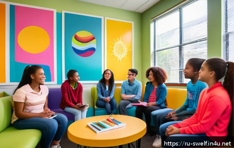 학교사회복지사 관련 연구 논문 소개 - A compassionate school social worker sitting in a bright, welcoming school counseling office, attent...